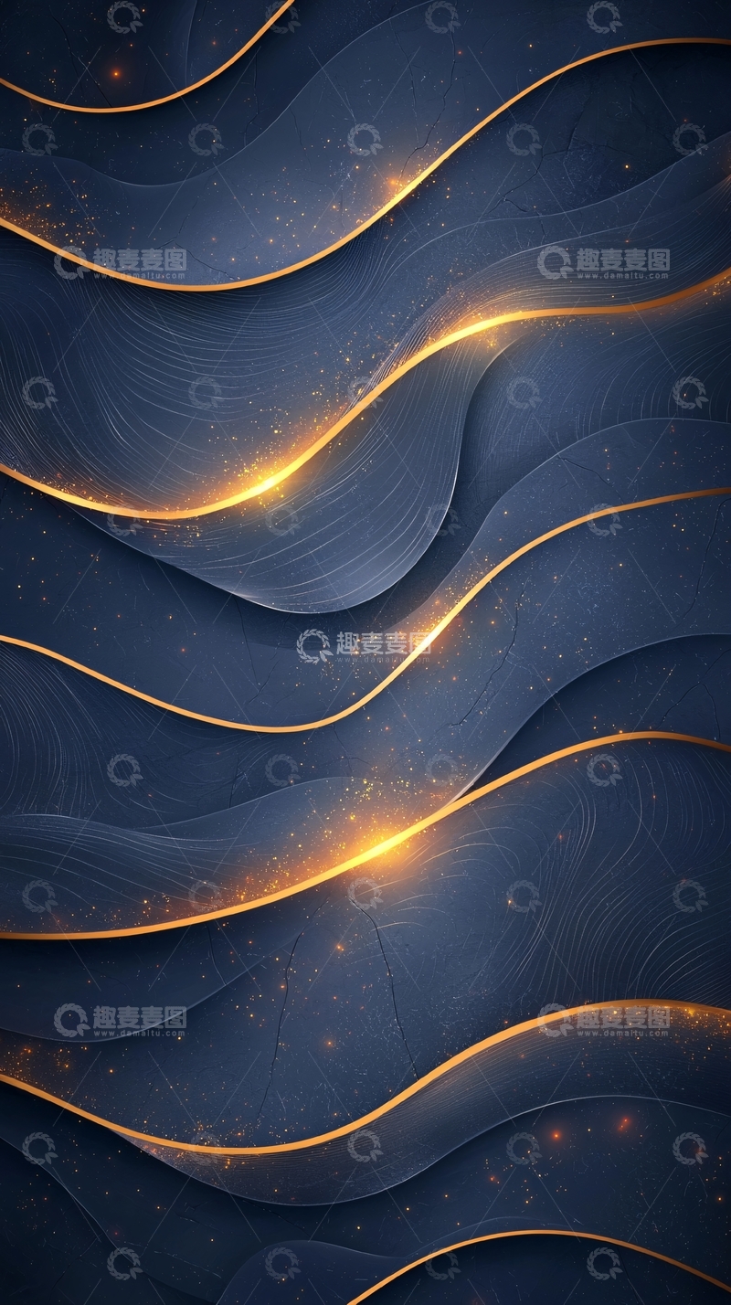 高清大图下载【趣麦麦图】金色波浪线条抽象背景