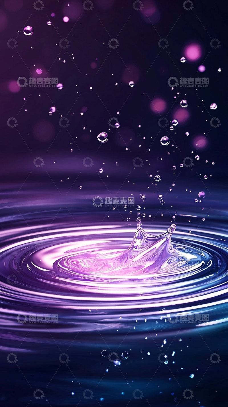 高清大图下载【趣麦麦图】紫色水滴涟漪动态效果