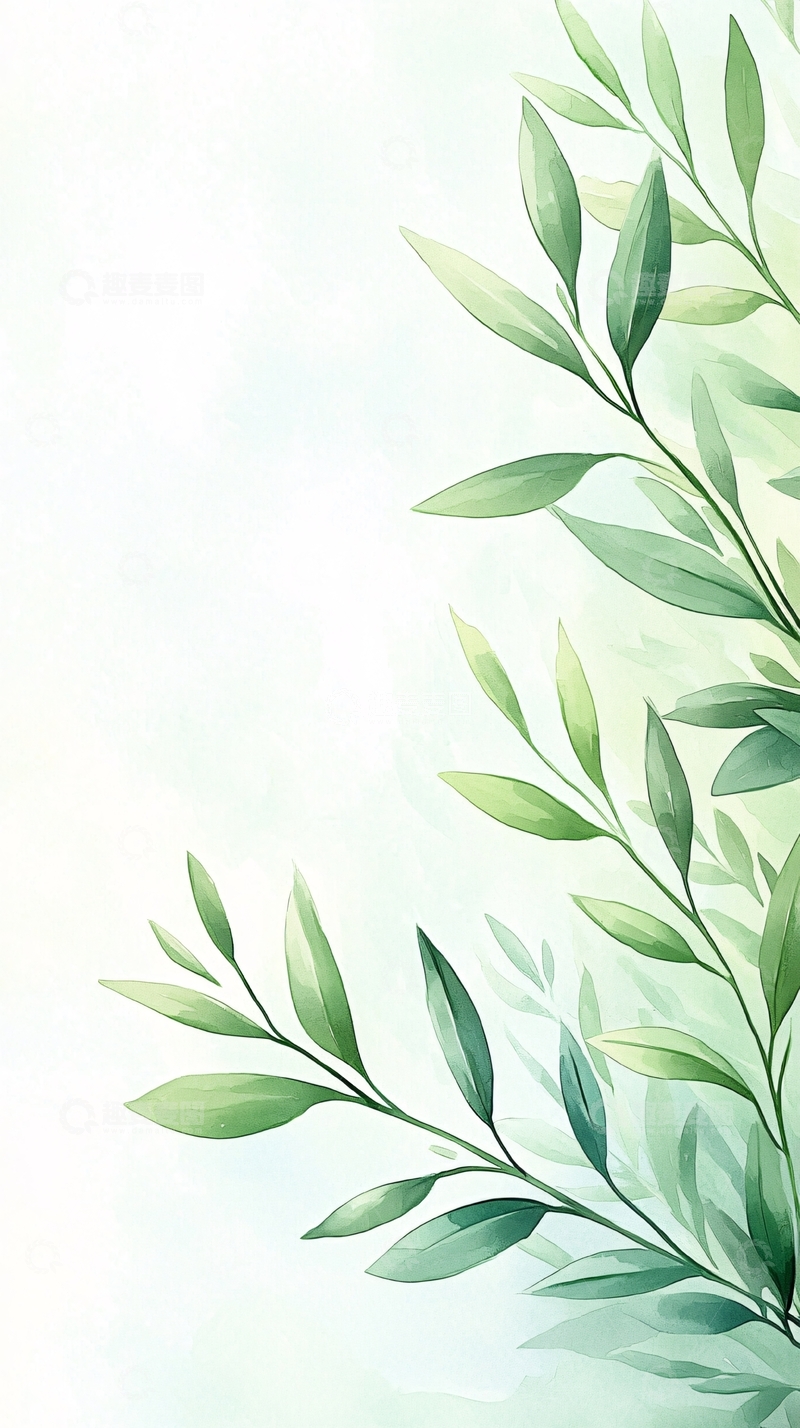 高清大图下载【趣麦麦图】清新绿叶植物背景图