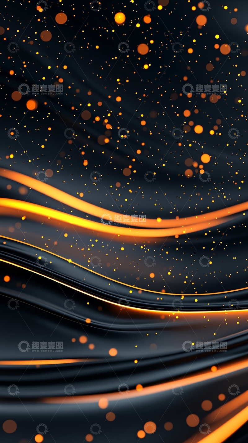 高清大图下载【趣麦麦图】金色波浪光点抽象背景