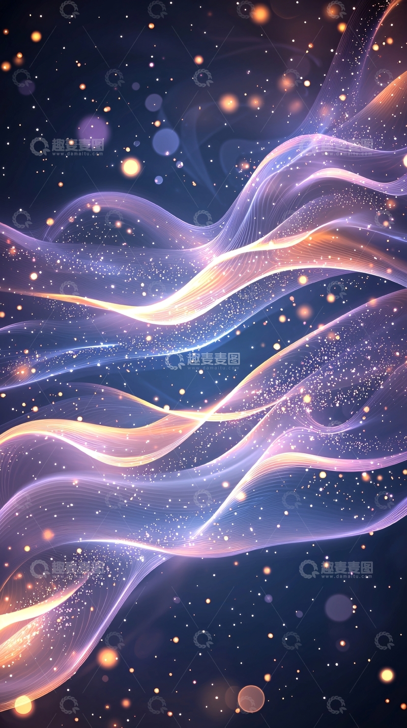 高清大图下载【趣麦麦图】梦幻波浪星空背景图