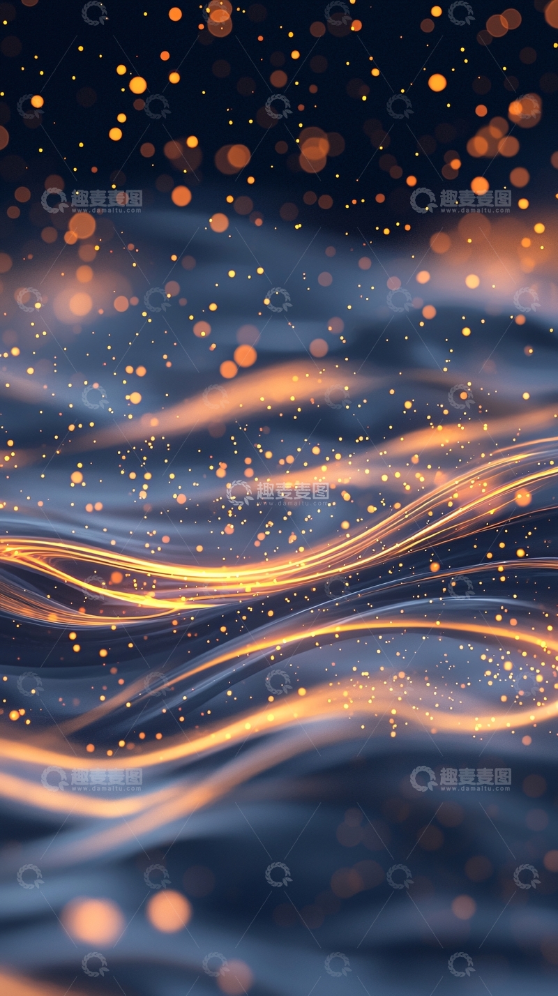 高清大图下载【趣麦麦图】金色光点流动波纹背景
