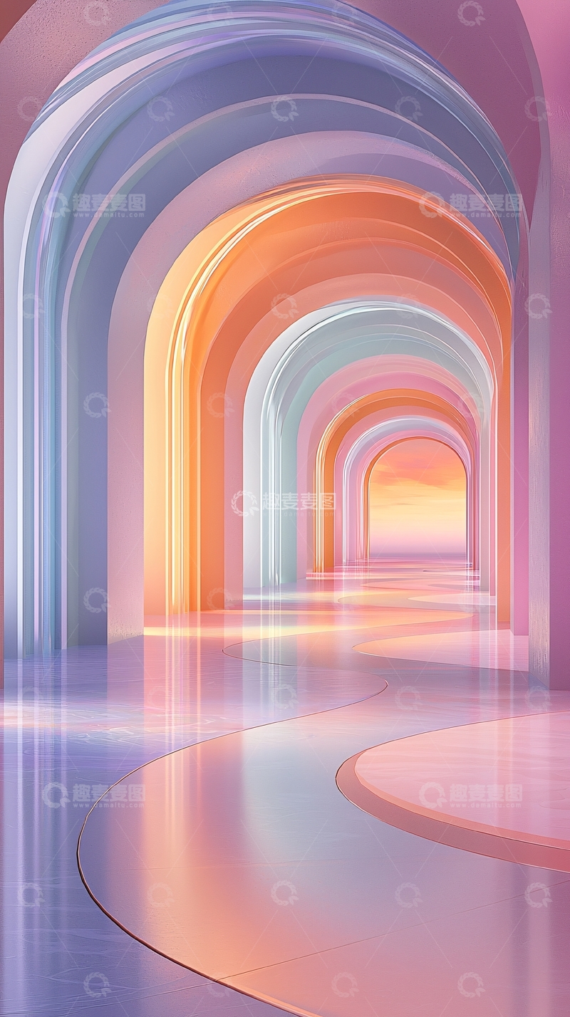 高清大图下载【趣麦麦图】梦幻彩虹隧道