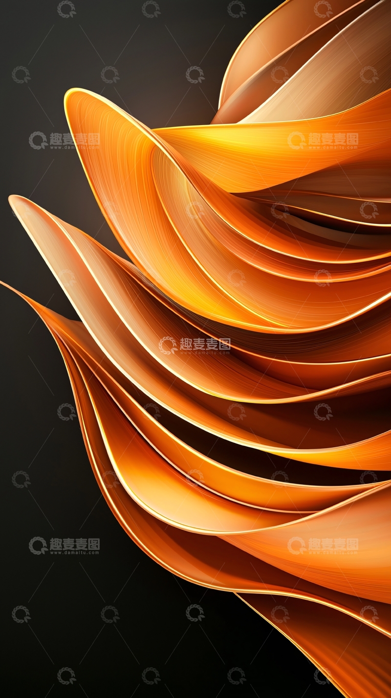 高清大图下载【趣麦麦图】橙色波浪抽象艺术背景