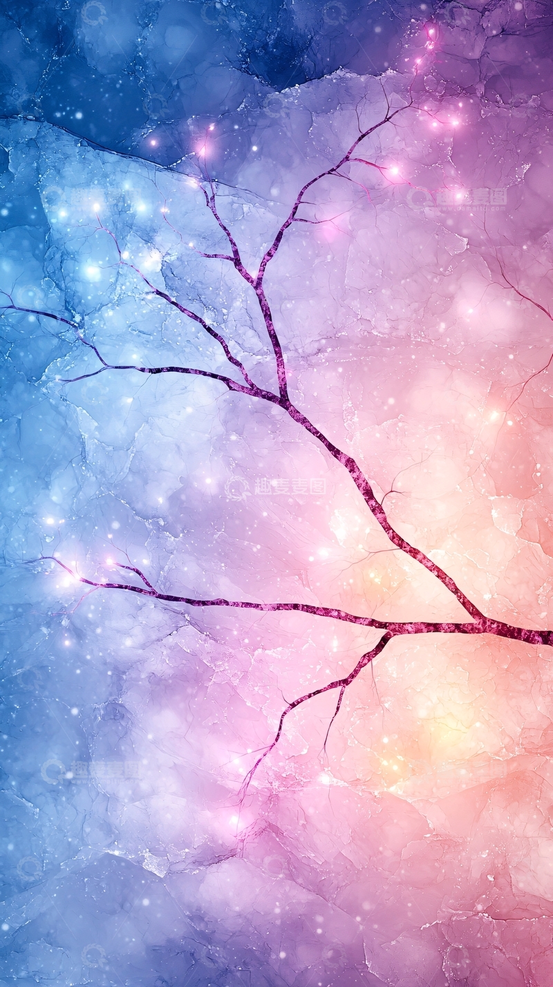 高清大图下载【趣麦麦图】梦幻星空下的树枝背景图