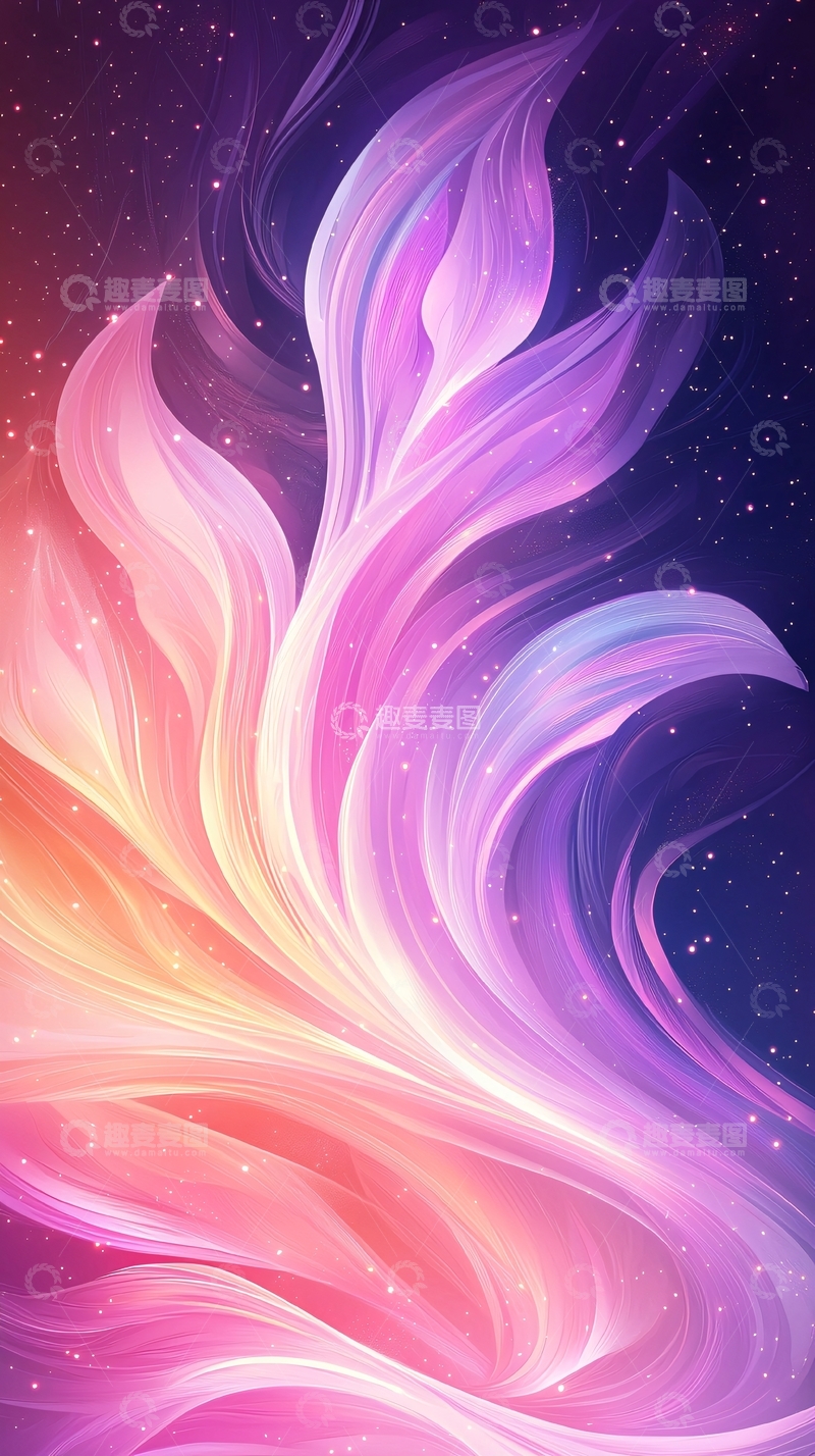 高清大图下载【趣麦麦图】梦幻星空流动线条背景