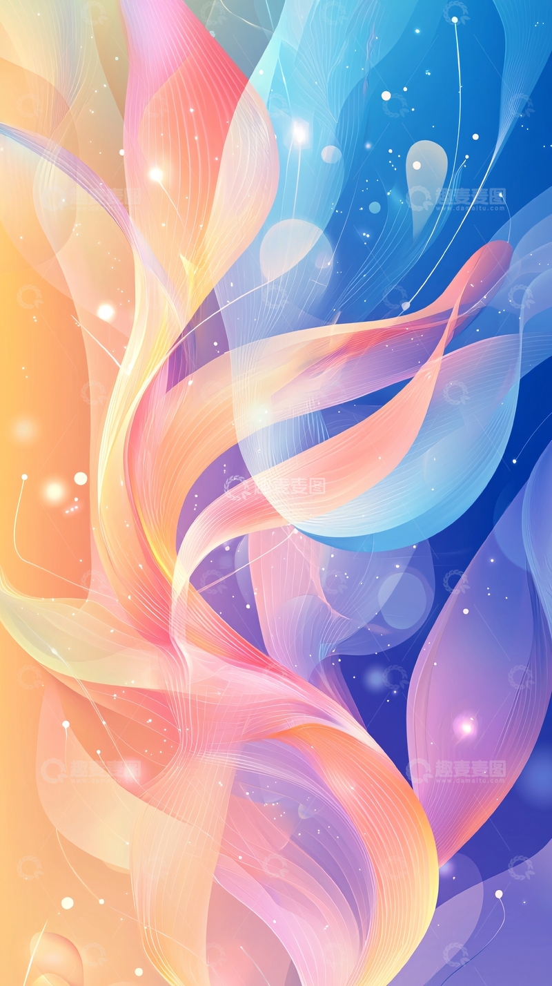 高清大图下载【趣麦麦图】梦幻色彩抽象线条背景图