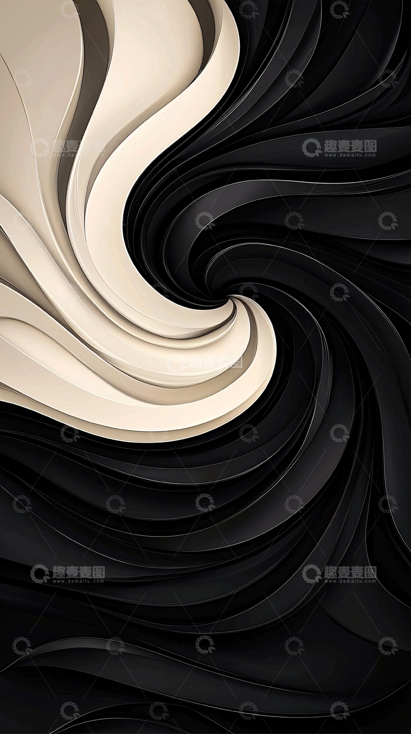 高清大图下载【趣麦麦图】黑白螺旋抽象艺术背景