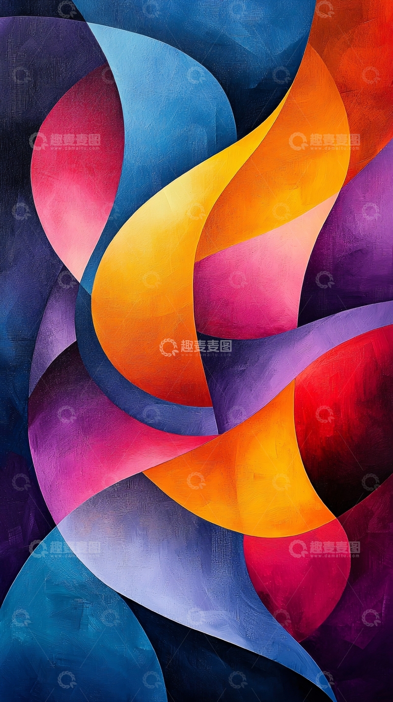 高清大图下载【趣麦麦图】抽象色彩流动曲线艺术背景