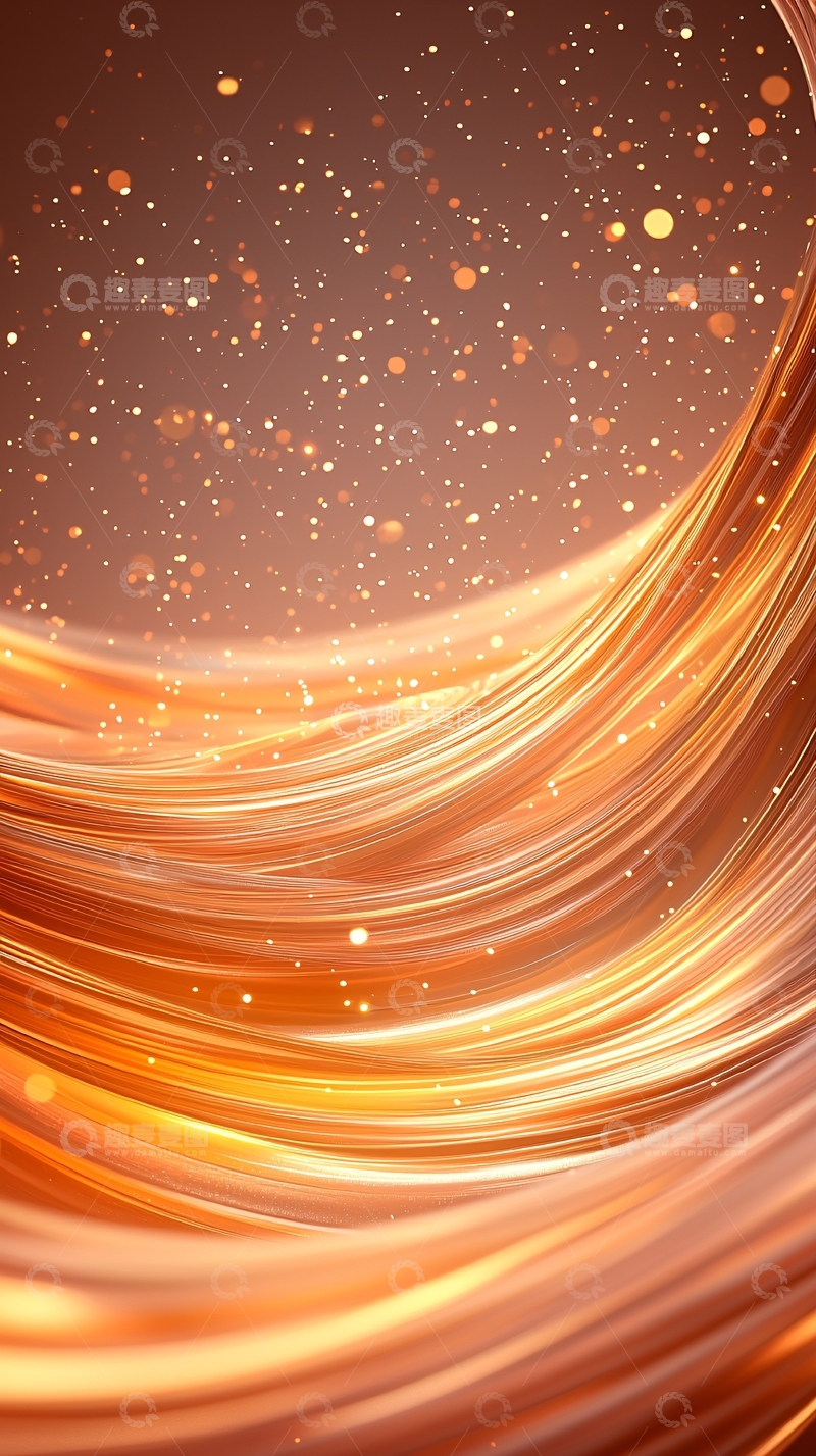 高清大图下载【趣麦麦图】金色光带流动背景