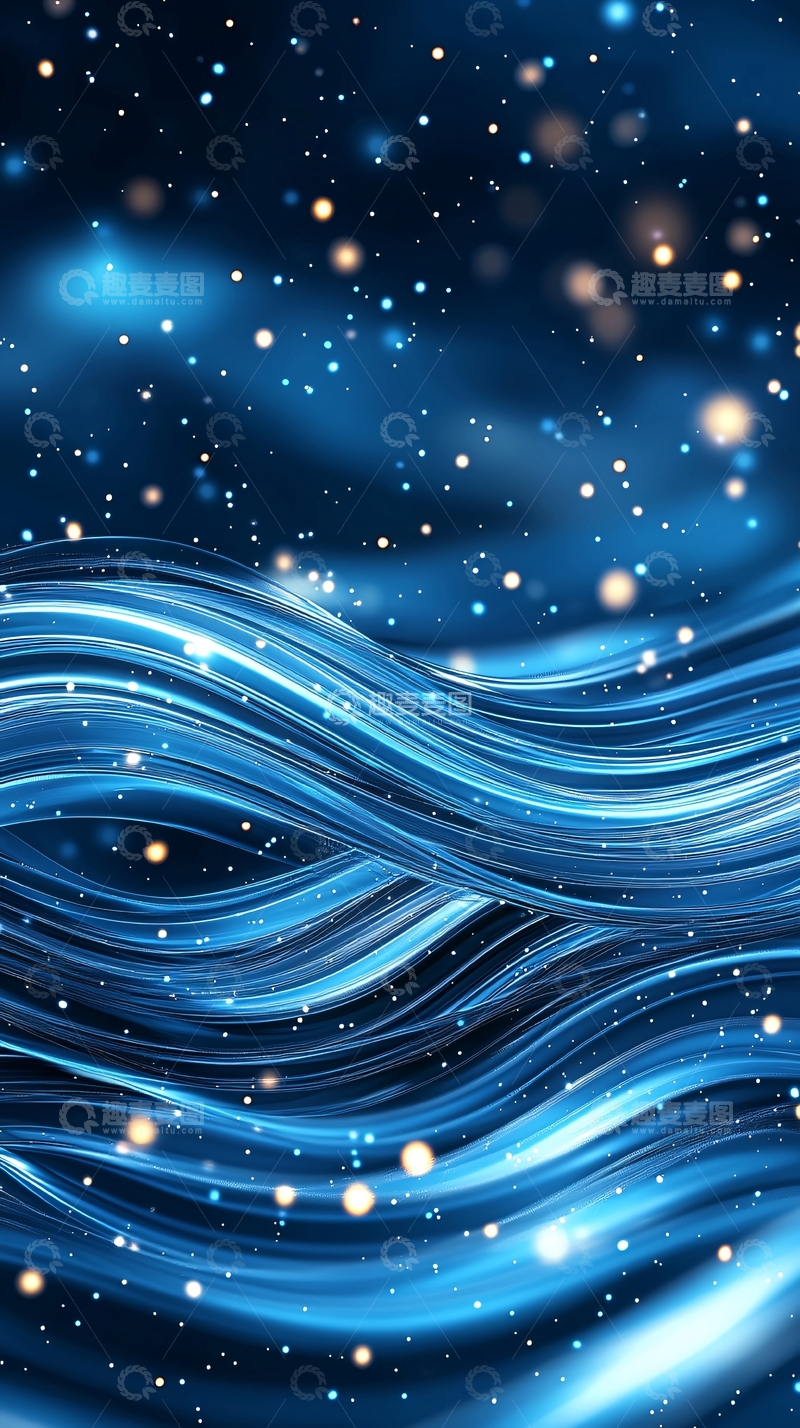 高清大图下载【趣麦麦图】蓝色波浪星空背景