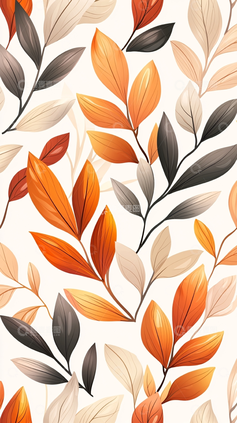 高清大图下载【趣麦麦图】秋叶渐变色背景图案