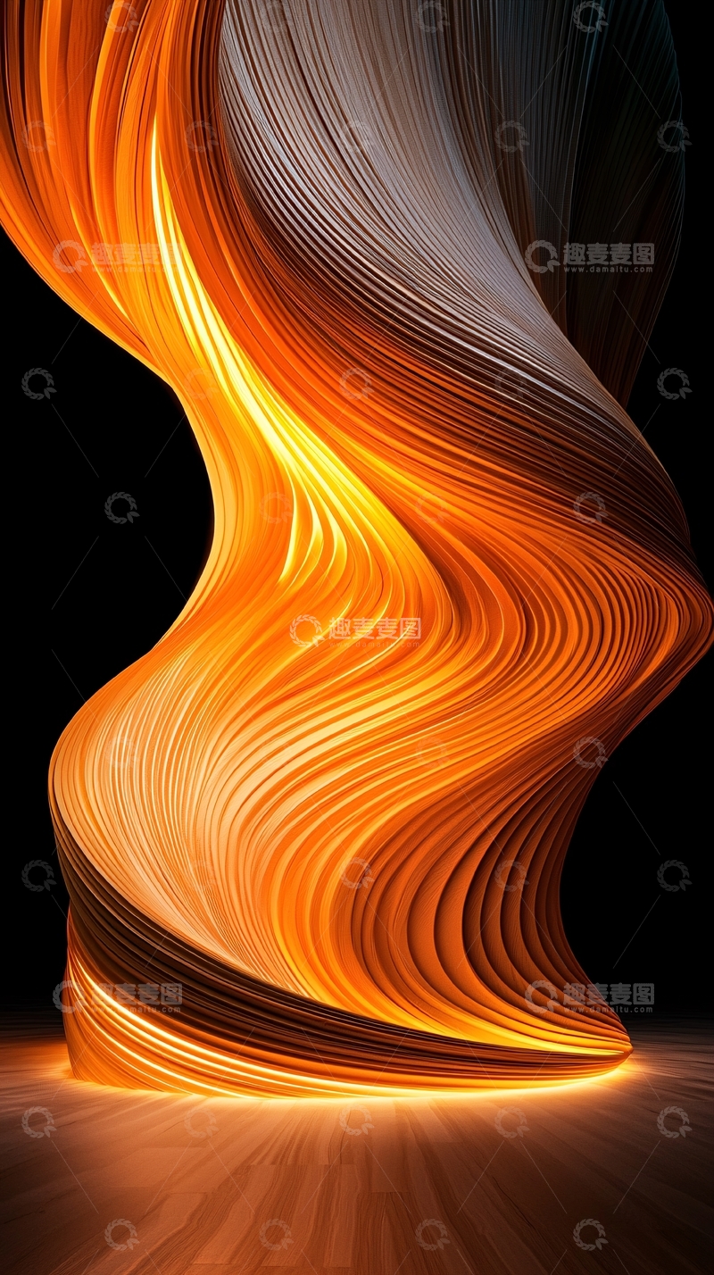 高清大图下载【趣麦麦图】动态曲线光影艺术雕塑