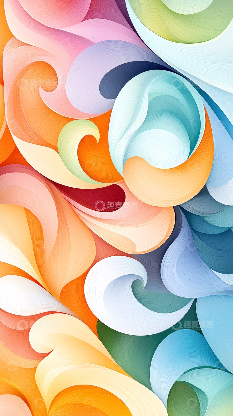 高清大图下载【趣麦麦图】抽象色彩漩涡背景图