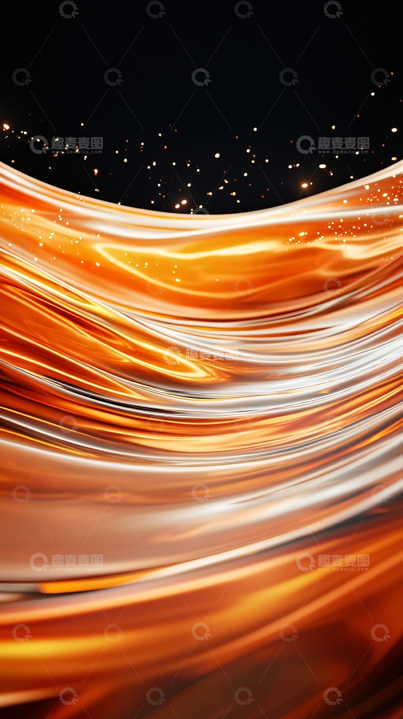 高清大图下载【趣麦麦图】流动的橙色光带背景