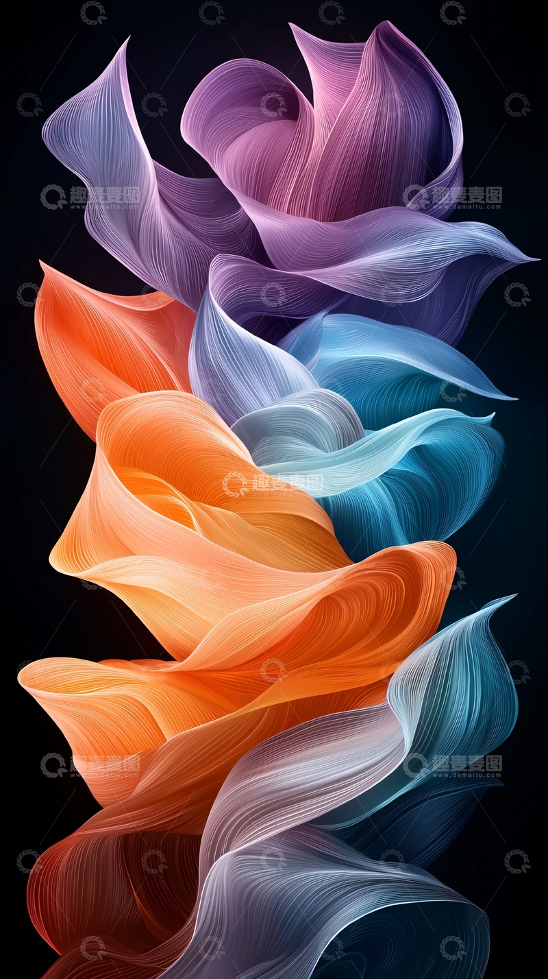 高清大图下载【趣麦麦图】抽象色彩流动线条艺术背景