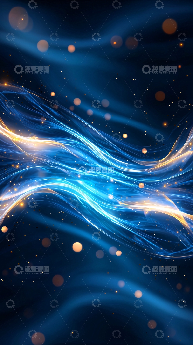 高清大图下载【趣麦麦图】蓝色光波抽象艺术背景