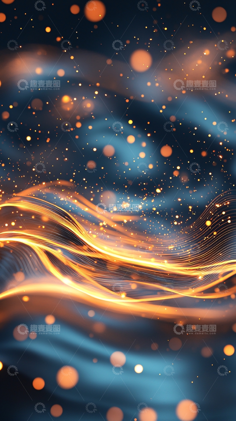 高清大图下载【趣麦麦图】金色光波流动背景