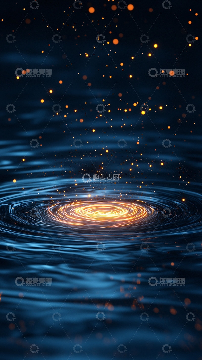 高清大图下载【趣麦麦图】水面上的光圈与粒子效果