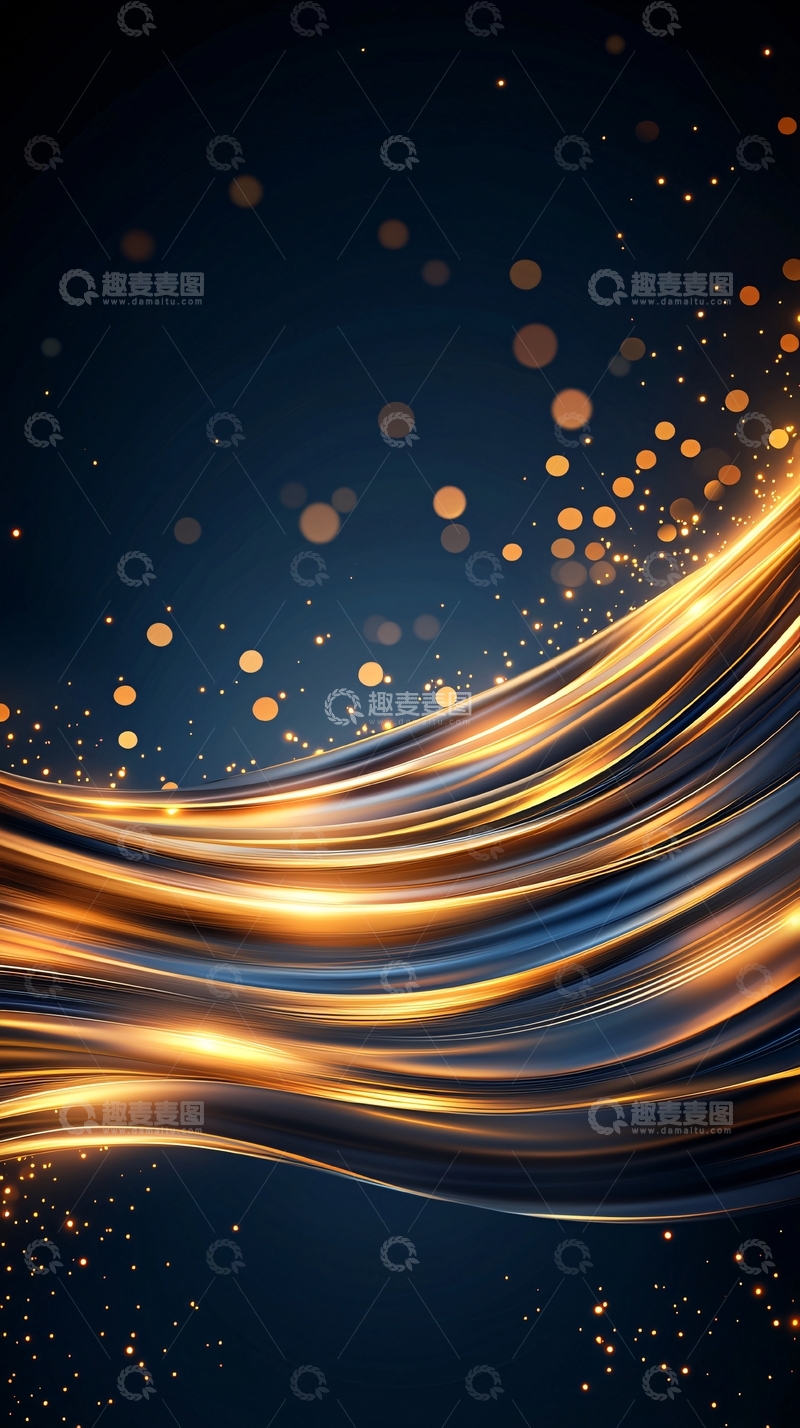 高清大图下载【趣麦麦图】金色波浪光点背景