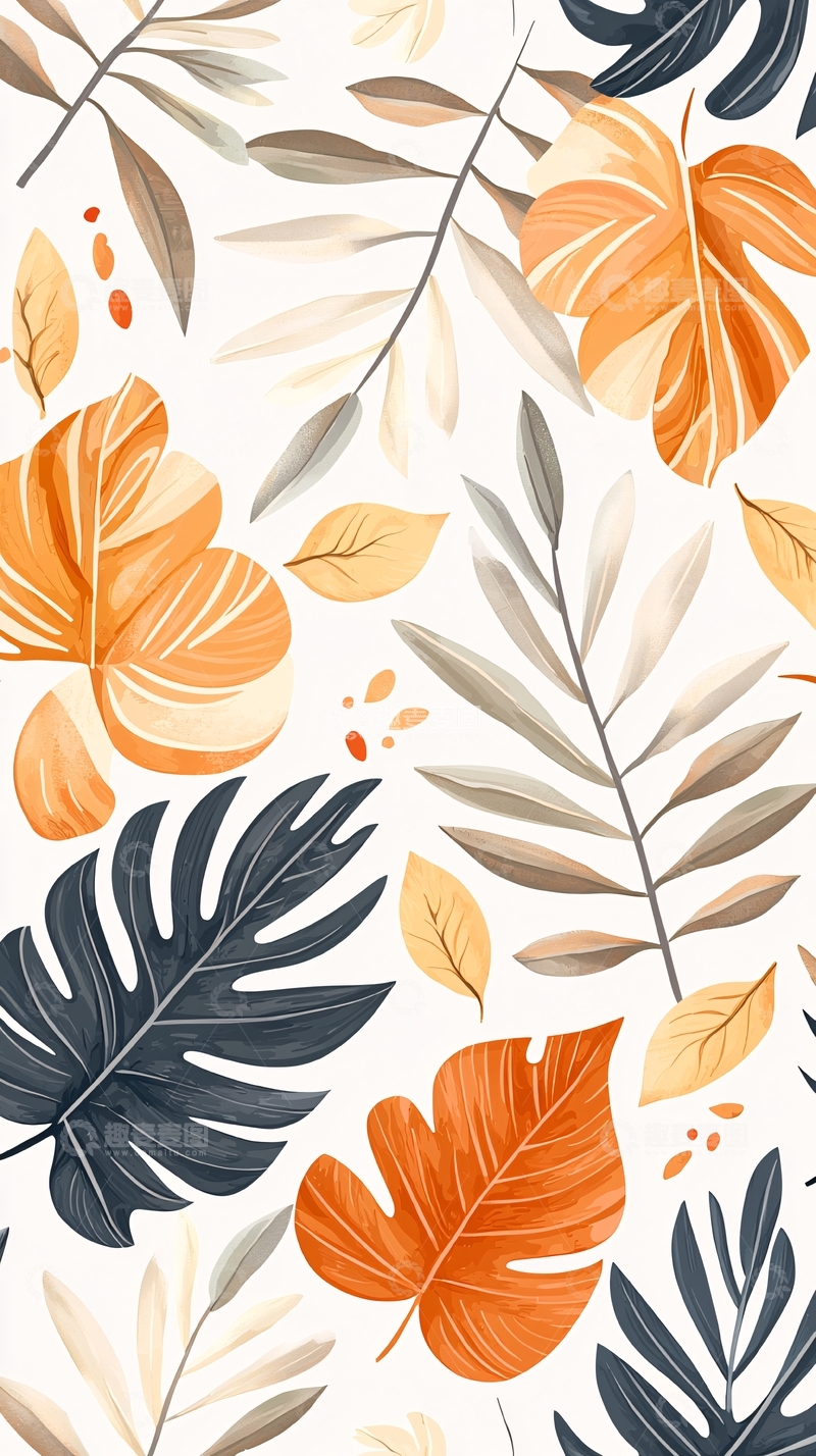 高清大图下载【趣麦麦图】热带植物叶子图案背景