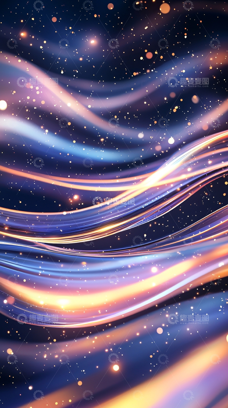 高清大图下载【趣麦麦图】梦幻星空流动光带背景