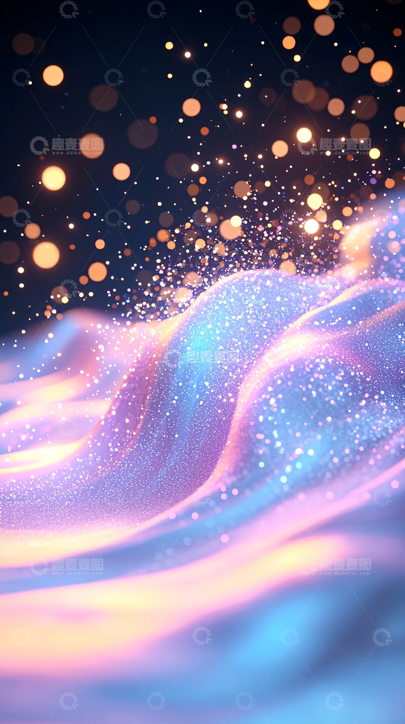 高清大图下载【趣麦麦图】梦幻粒子流动背景