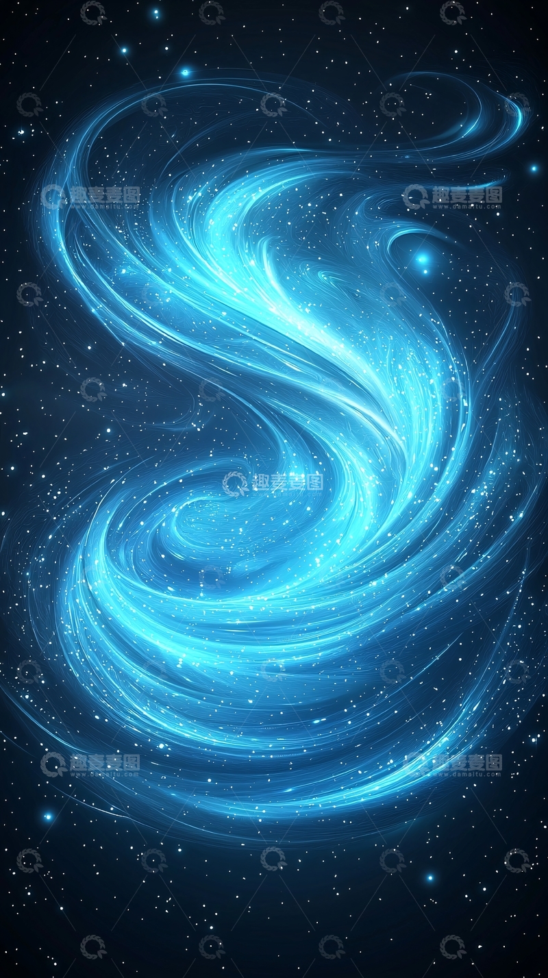 高清大图下载【趣麦麦图】蓝色星云漩涡背景图