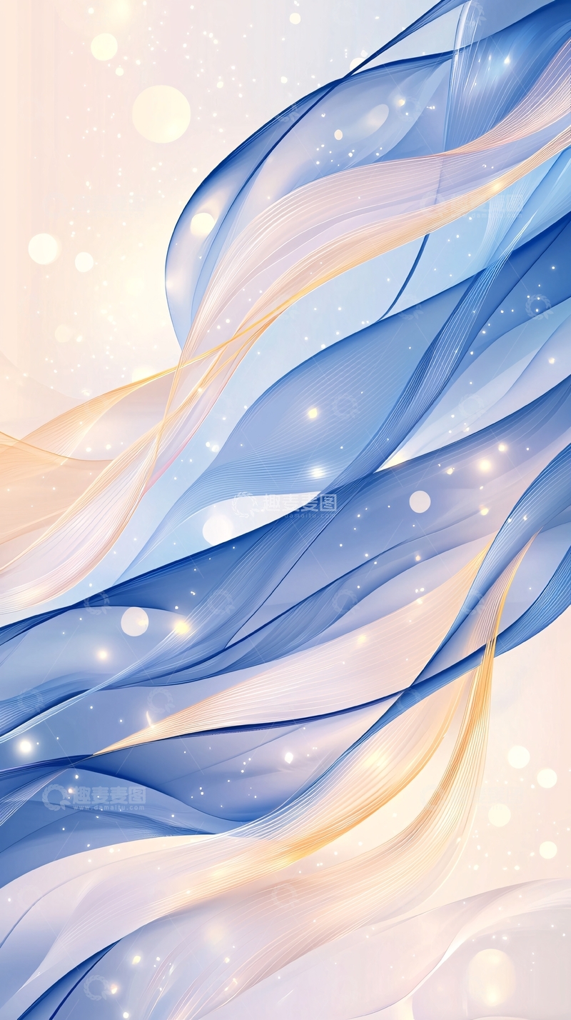高清大图下载【趣麦麦图】梦幻蓝白流线抽象背景