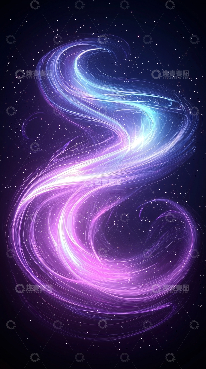 高清大图下载【趣麦麦图】紫色光带旋转星空背景