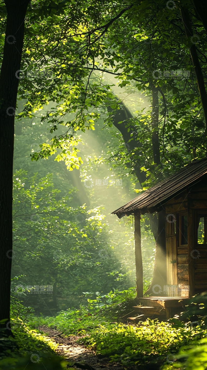 高清大图下载【趣麦麦图】森林中的小木屋