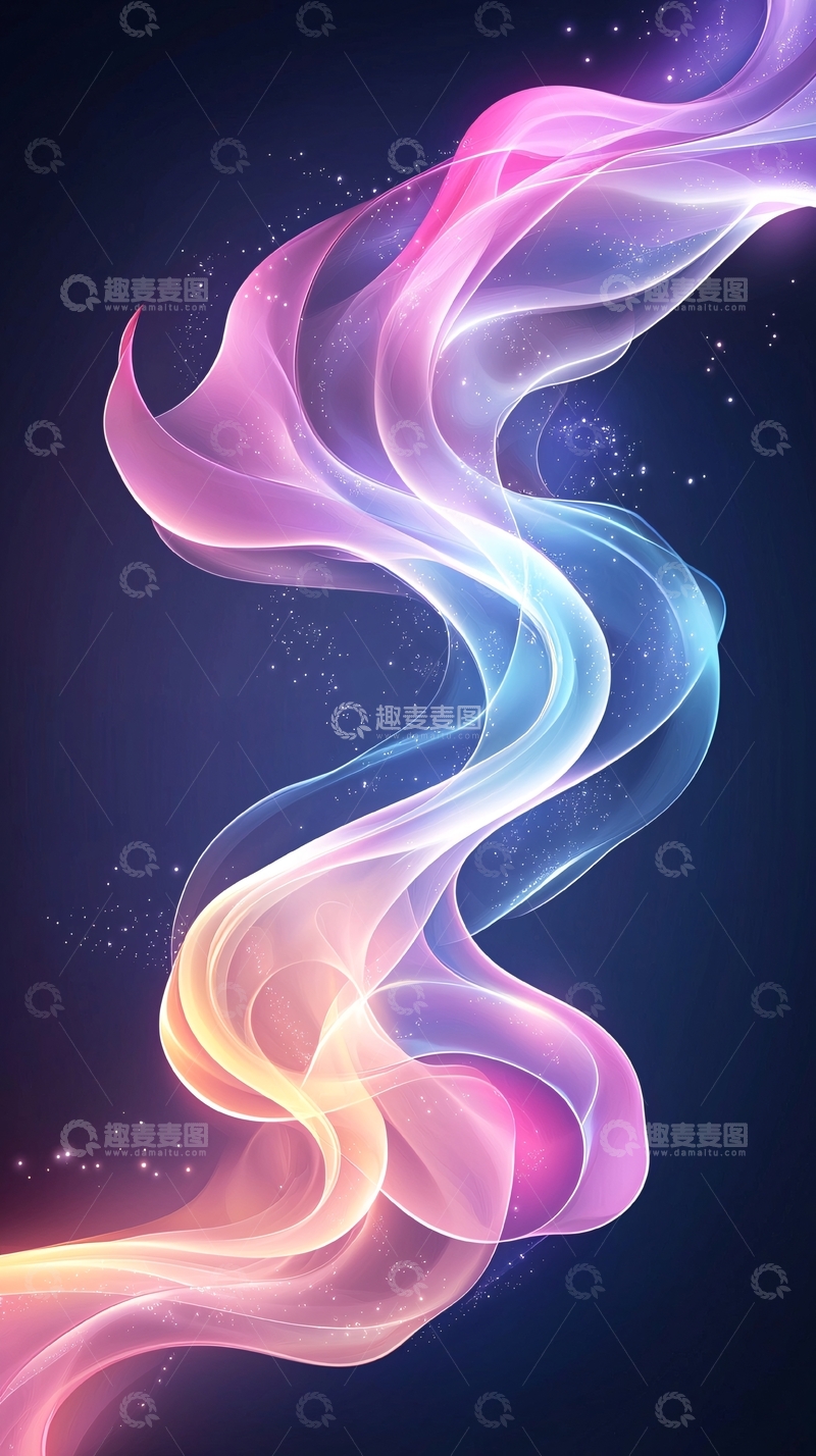 高清大图下载【趣麦麦图】梦幻色彩流动线条背景图