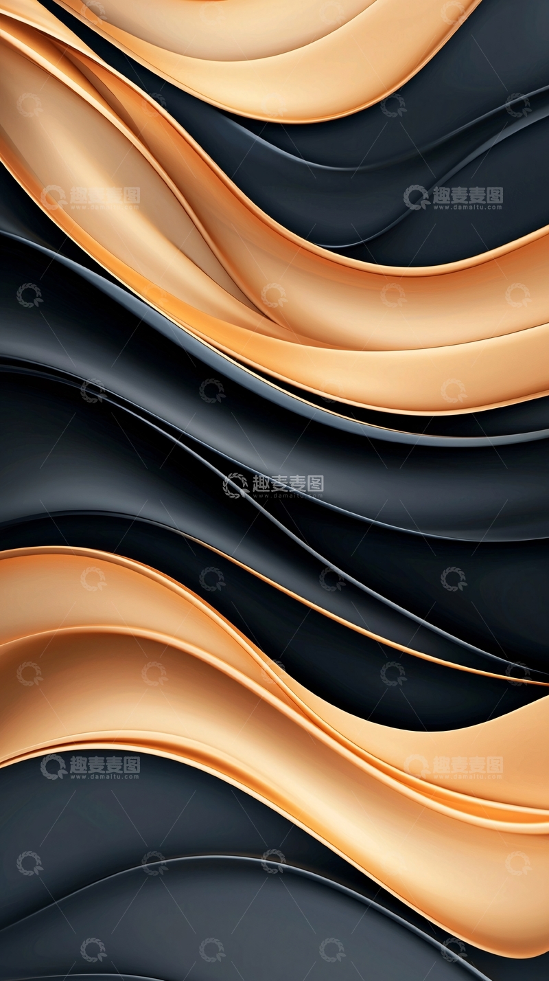 高清大图下载【趣麦麦图】金色黑色波浪抽象背景