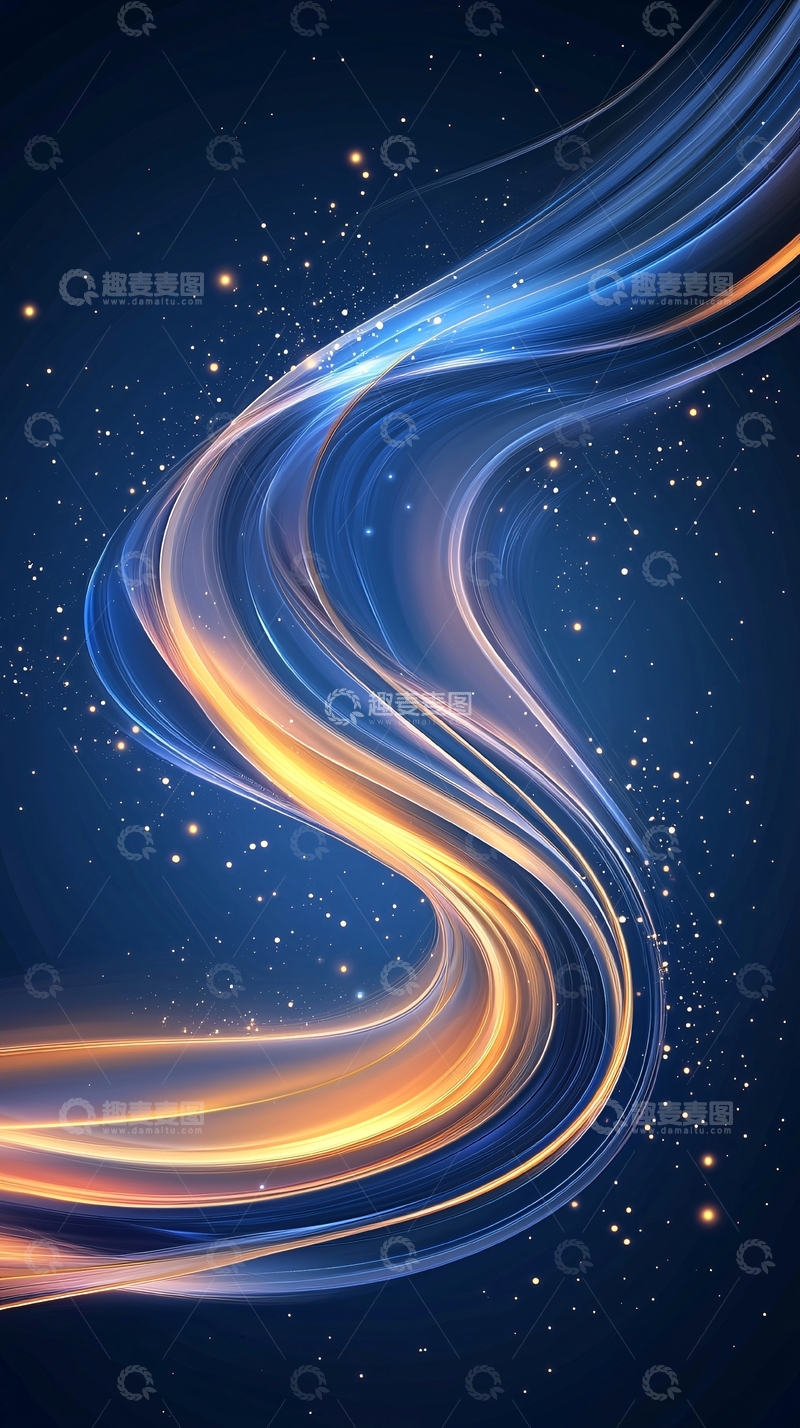 高清大图下载【趣麦麦图】蓝色光带星空背景