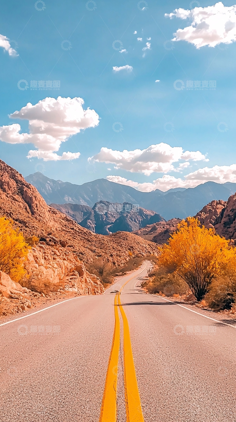高清大图下载【趣麦麦图】蜿蜒山路与秋色美景