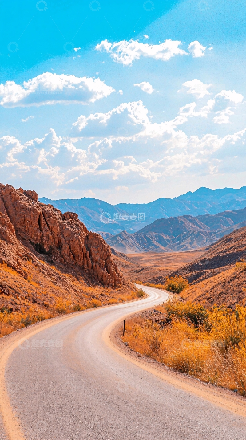 高清大图下载【趣麦麦图】蜿蜒山路与壮丽山脉