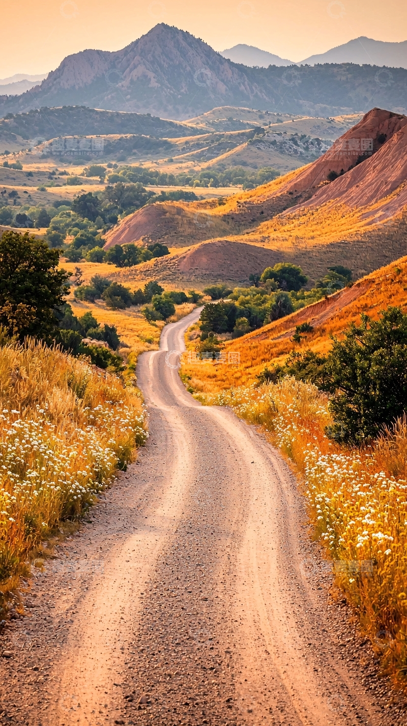 高清大图下载【趣麦麦图】秋日山间小路风景