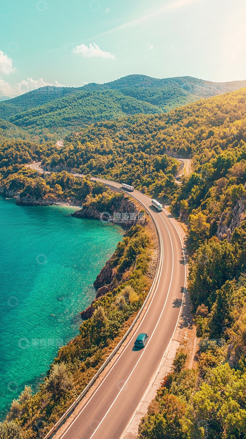高清大图下载【趣麦麦图】海边蜿蜒公路风景