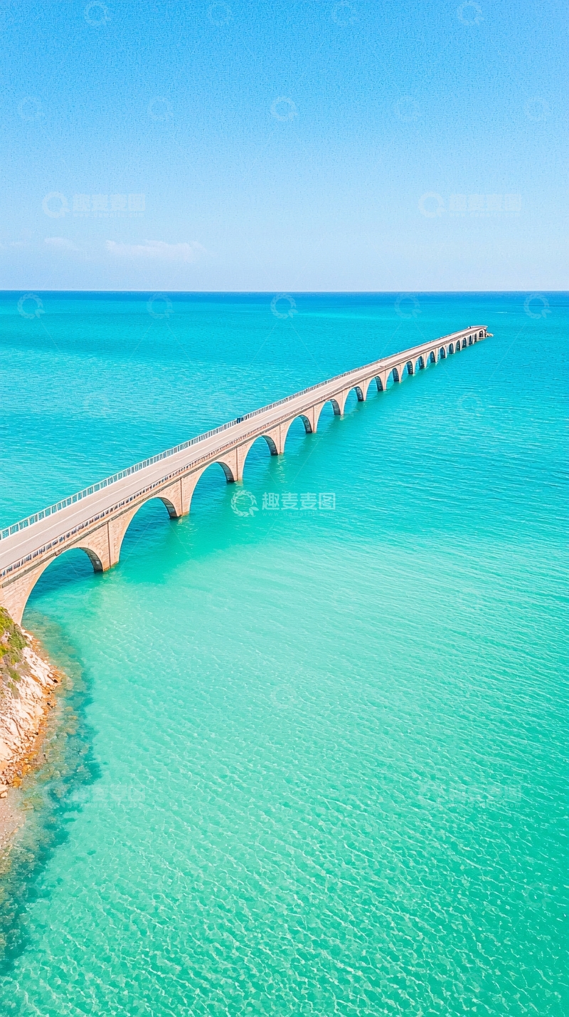 高清大图下载【趣麦麦图】碧海长桥高清图片