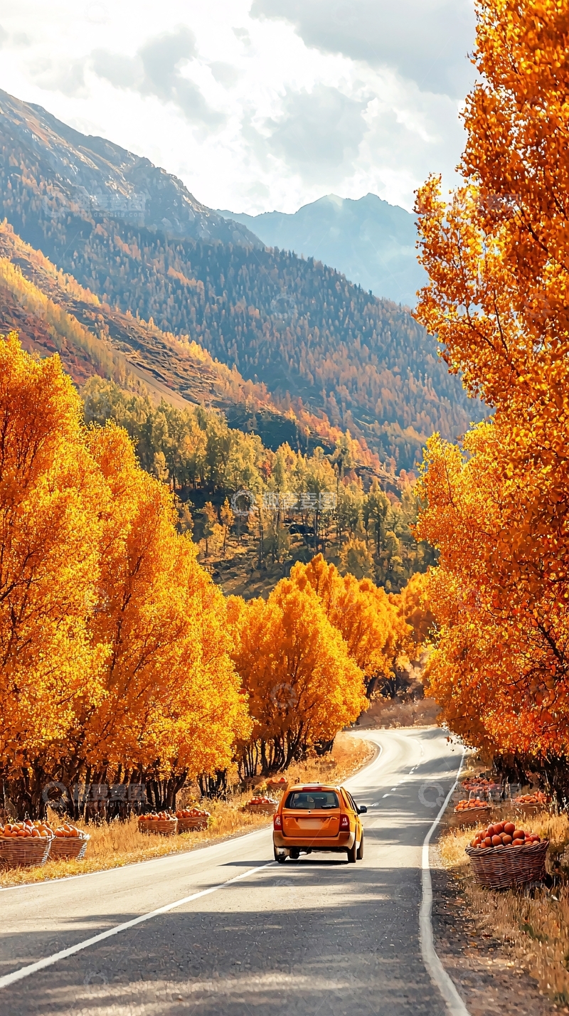 高清大图下载【趣麦麦图】秋日山间小路风景