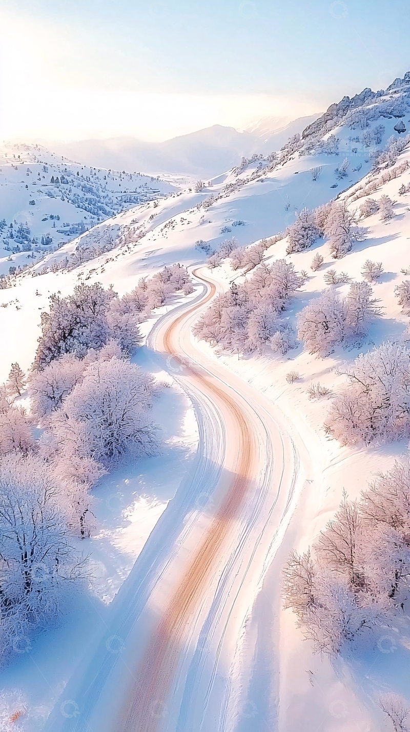 高清大图下载【趣麦麦图】雪景公路自然风光