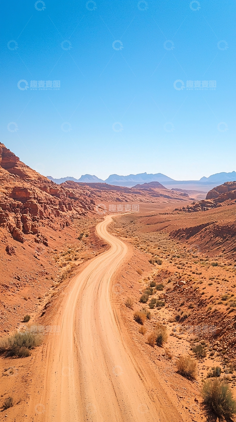 高清大图下载【趣麦麦图】沙漠中的蜿蜒土路