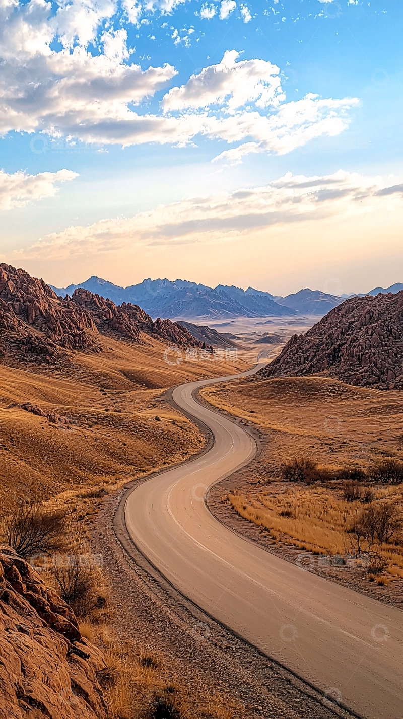 高清大图下载【趣麦麦图】蜿蜒山路与壮丽山脉