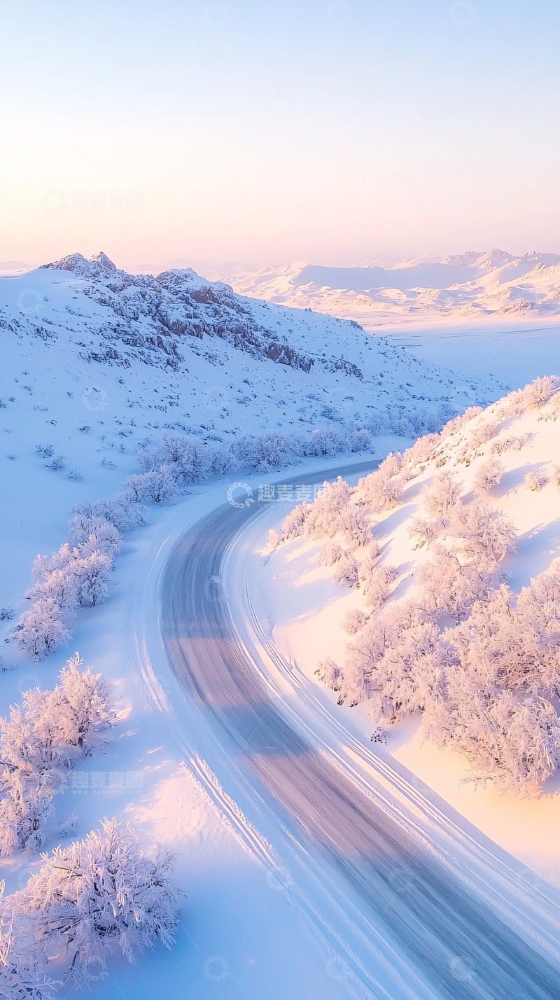 高清大图下载【趣麦麦图】雪景公路自然风光