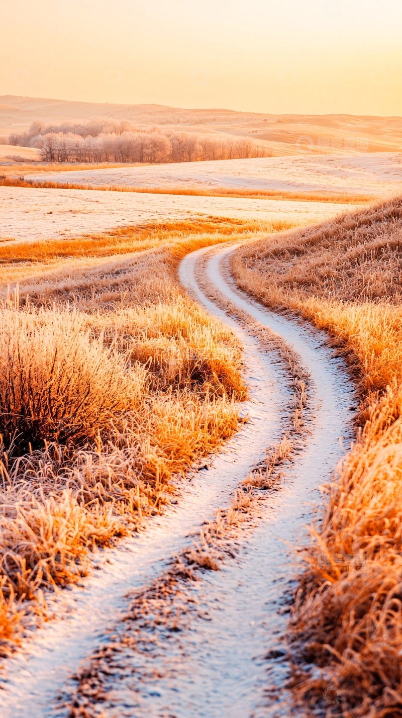 高清大图下载【趣麦麦图】冬日雪地小路风景
