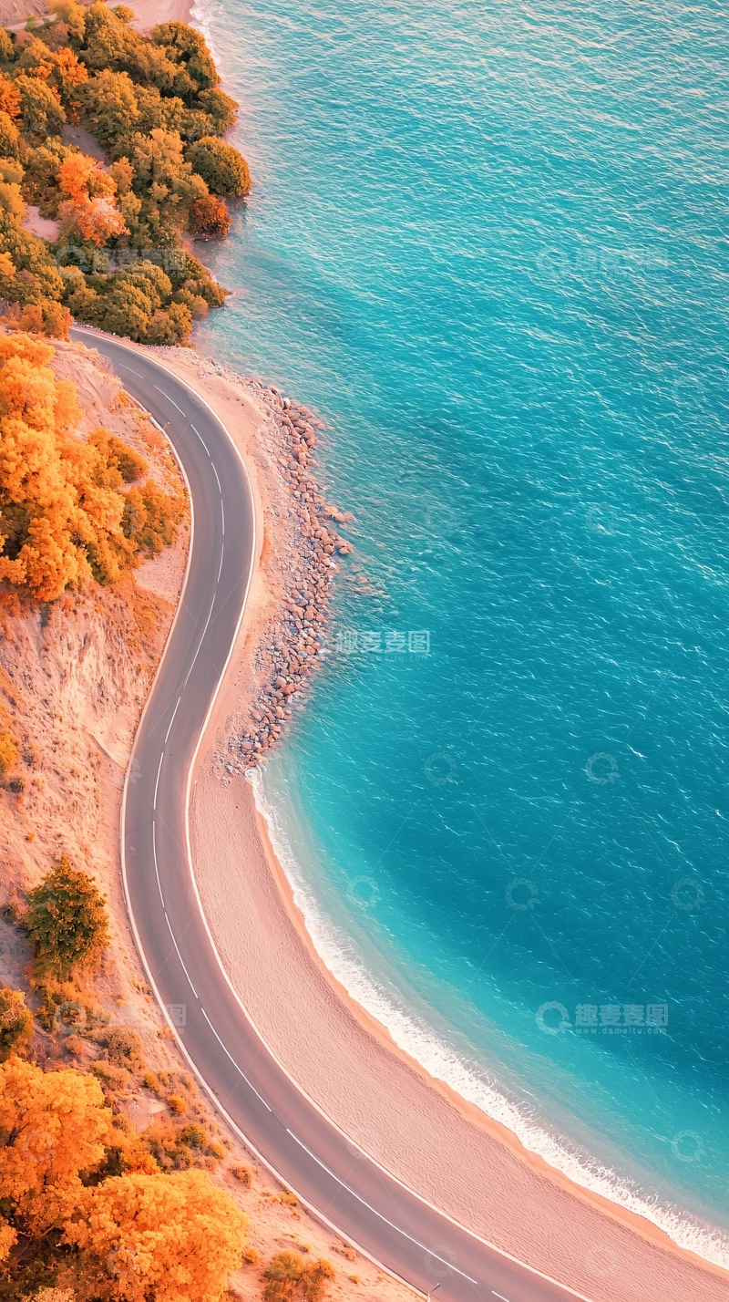 高清大图下载【趣麦麦图】海边蜿蜒公路风景图
