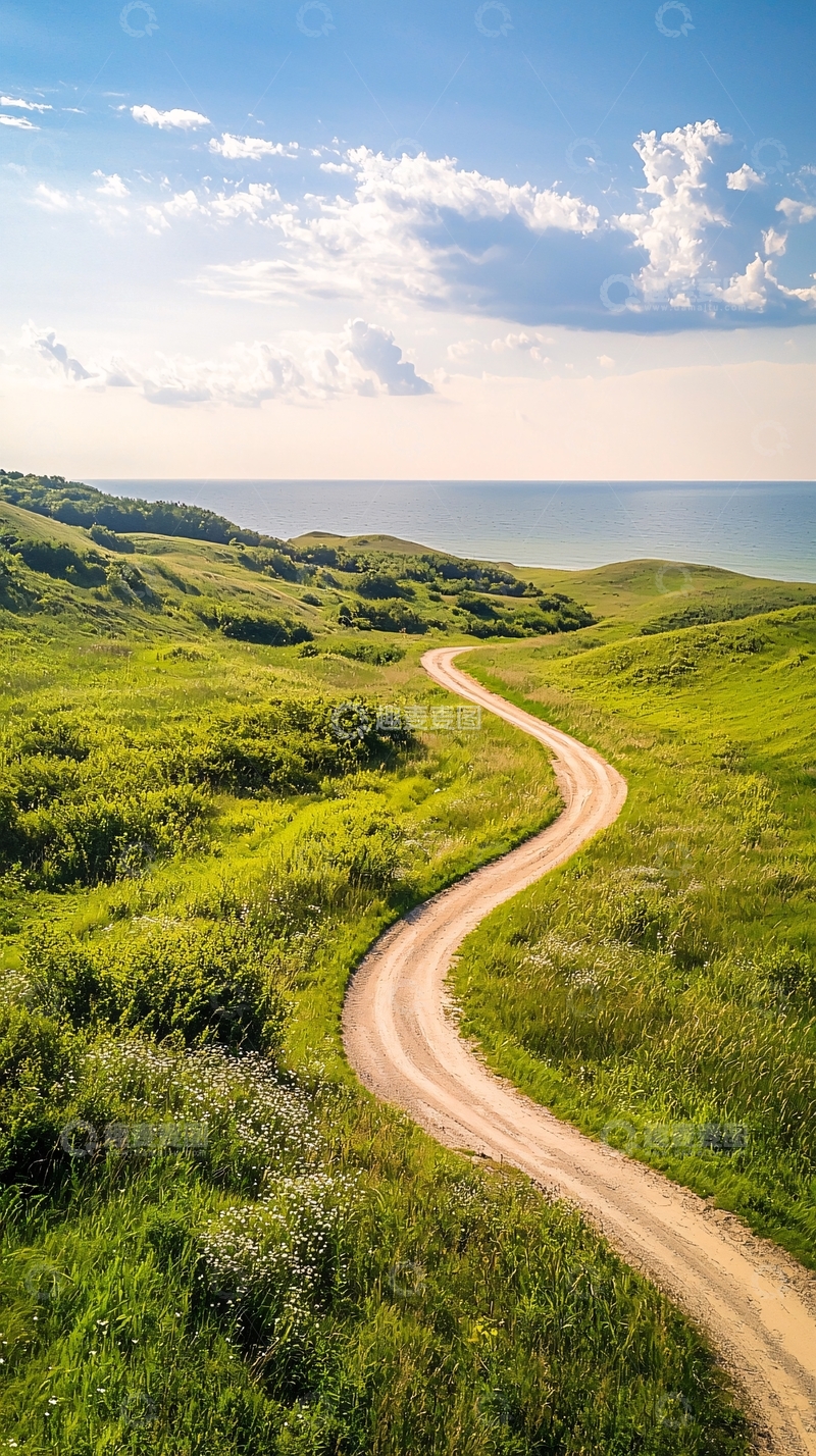 高清大图下载【趣麦麦图】海边蜿蜒小路自然风光