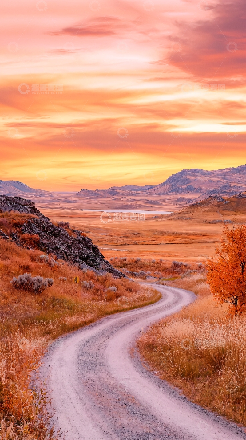 高清大图下载【趣麦麦图】秋日山间蜿蜒小路