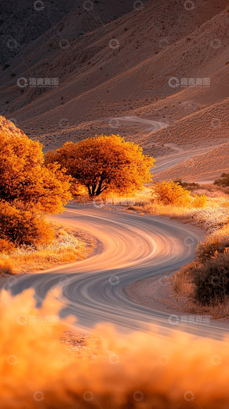 高清大图下载【趣麦麦图】秋日山间蜿蜒小路
