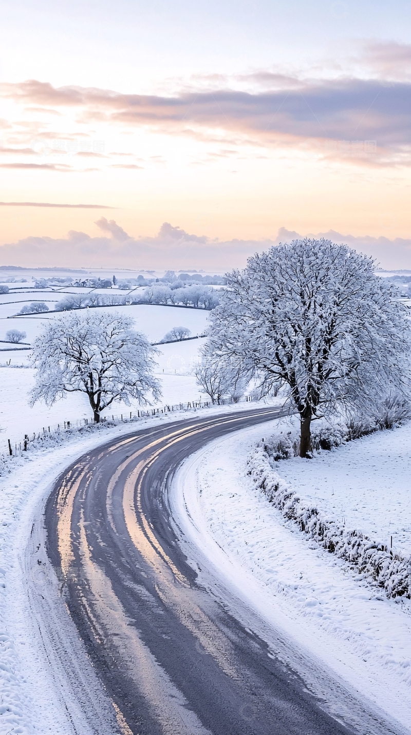 高清大图下载【趣麦麦图】冬日雪景蜿蜒小路